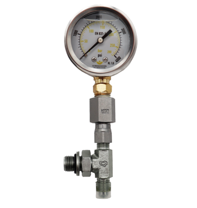 LubeMinder Electric Grease Pump_Gauge with fittings_web