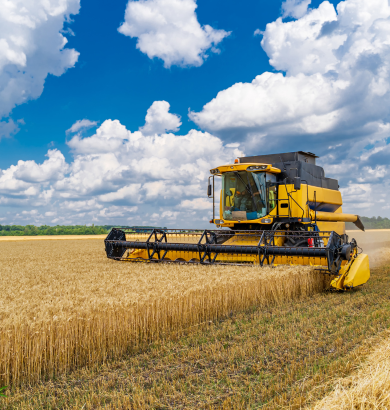 Combine in a field